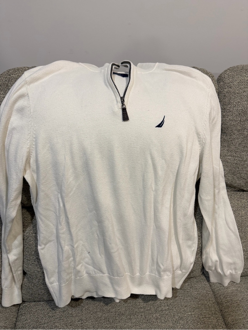 Men's Nautica White Quarter-Zip Sweater
